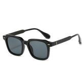 (6 PACK) Wholesale Sunglasses New Arrival Square Fashion Vintage Trendy 2025 - BulkSunglassesWholesale.com - Black Frame Black Black Lens